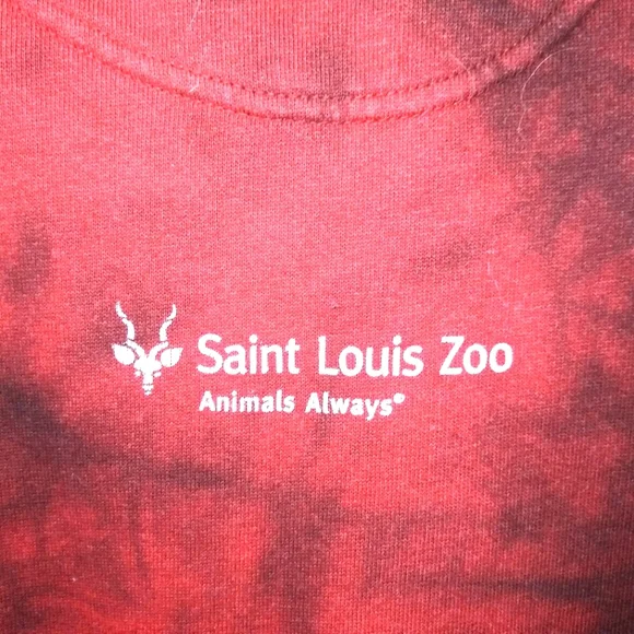 The Mountain Dinosaur Red & Black Tie Dyed Saint Louis Zoo Souvenir Hoodie - Picture 7 of 10